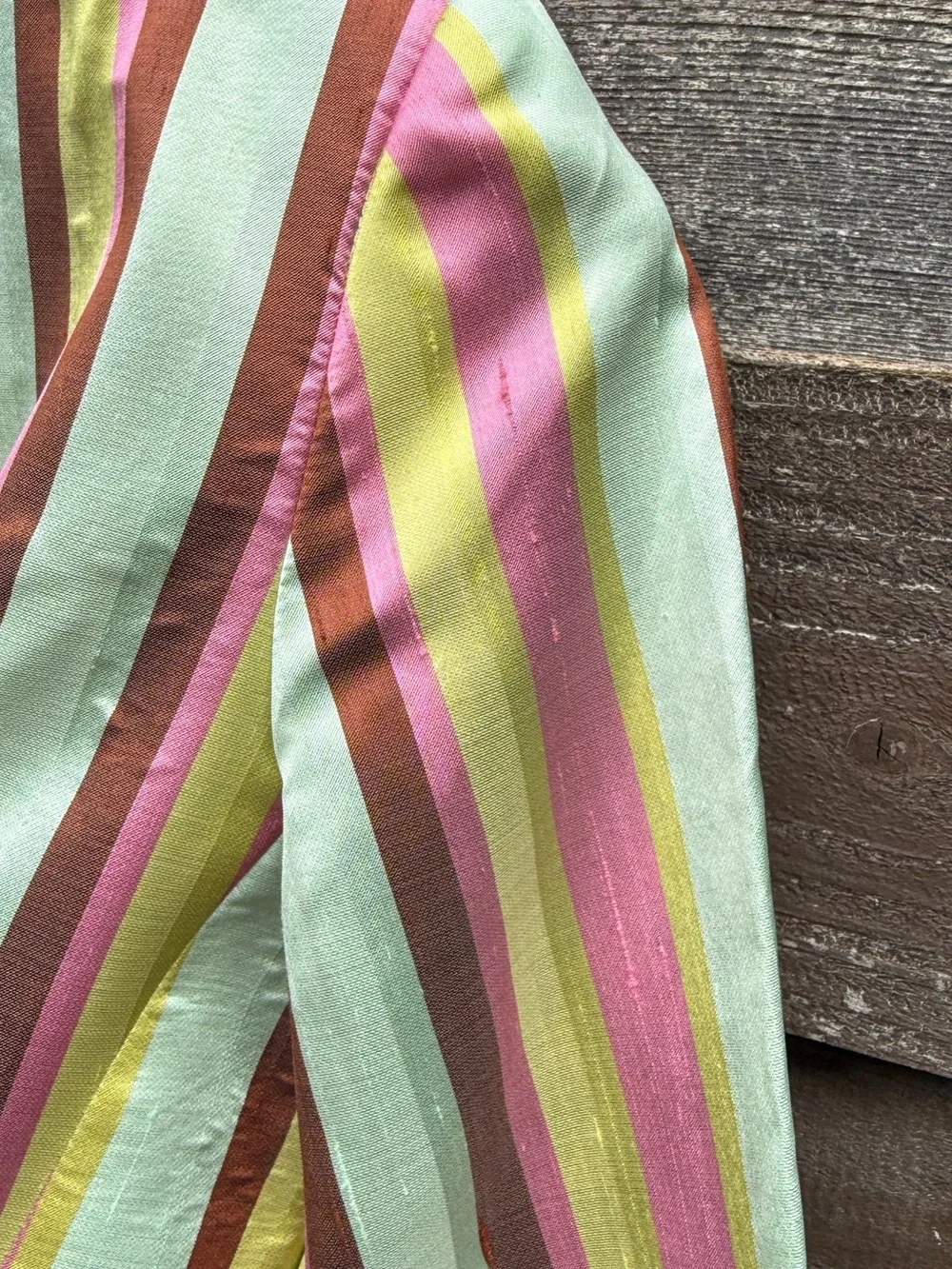 RARE Y2K Dr. Boudoir Raw Silk Striped Ruffle Blazer Jacket Small - Picture 9 of 16
